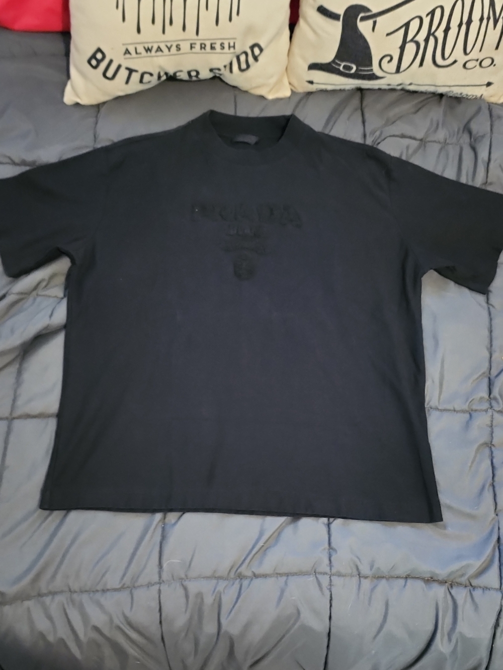 Authentic Prada Black Embroidered Shirt Size Medium 1250 Retail!